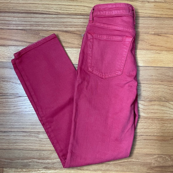 NWT Abercrombie and Fitch Simone HiRise Ankle Straight Jean in Faded Red, SZ 24 - Picture 2 of 6